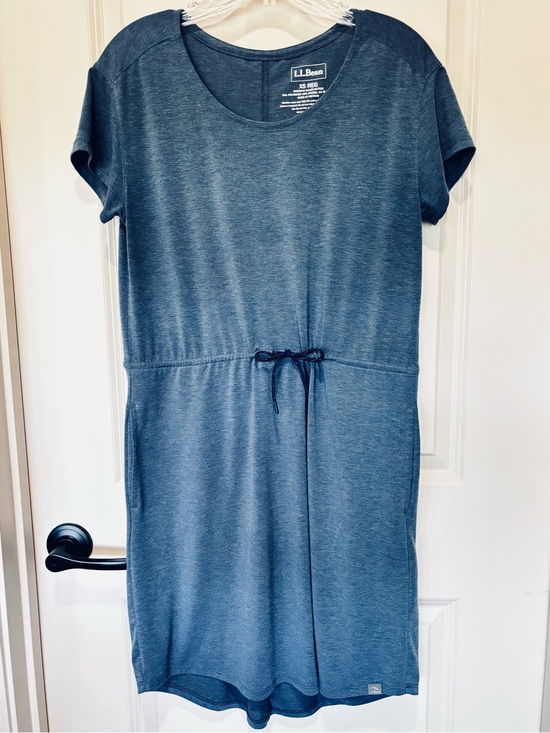 L.L. Bean Dresses & Skirts - L.L. Bean Blue Drawstring Waist Short Sleeve Summer Dress